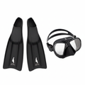 Black silicone freediving fins and mask bundle