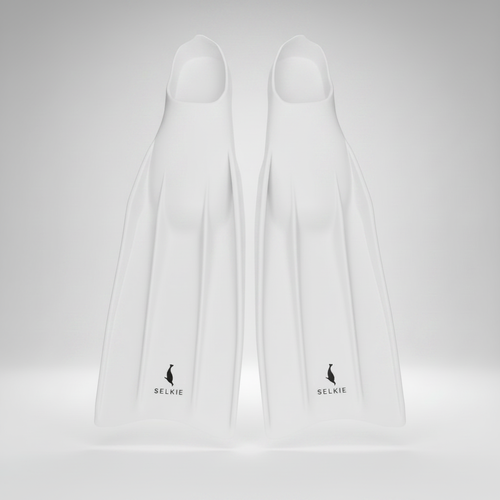 White Silicone Freediving Fins - Improved Contrast